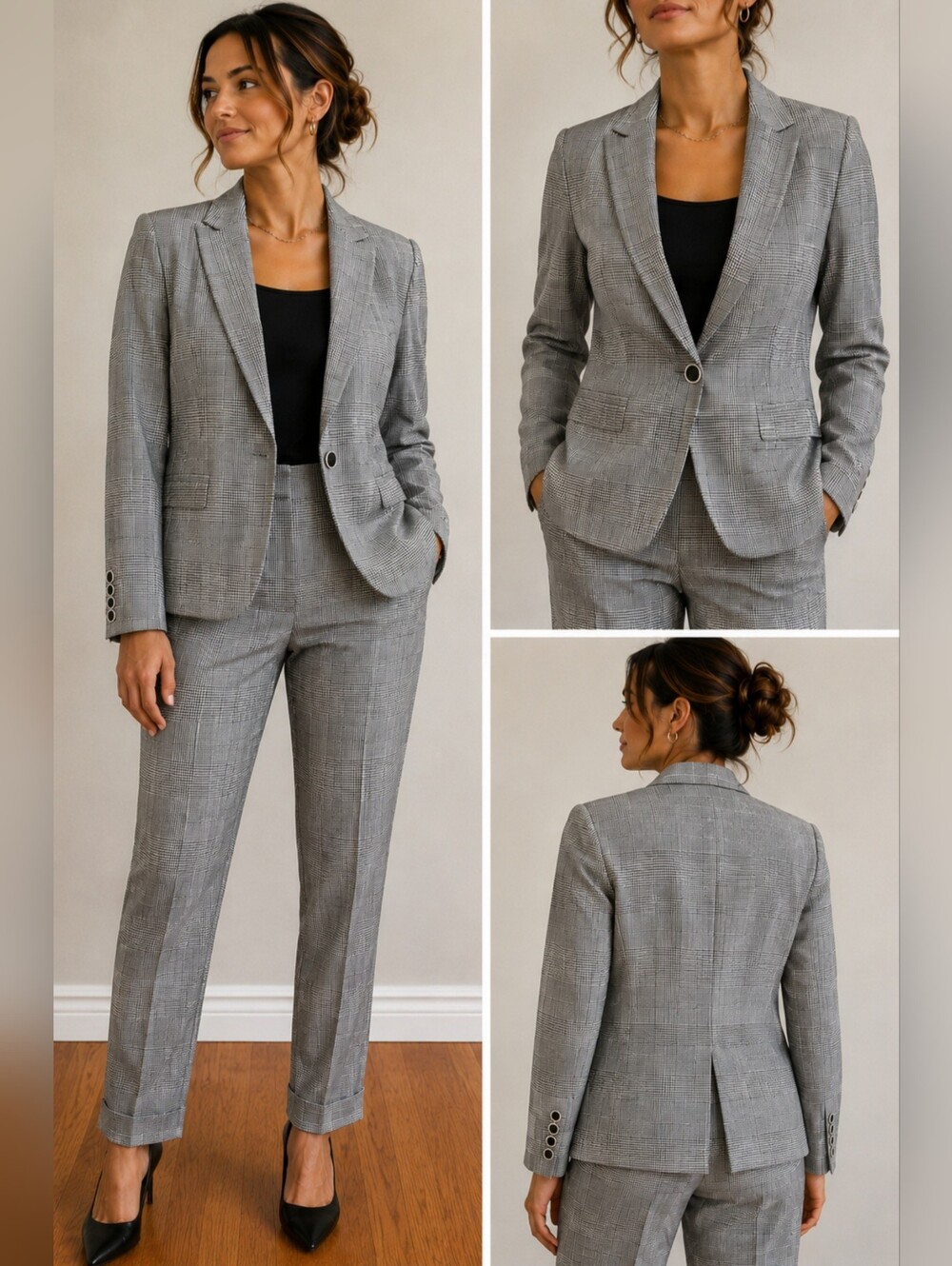 Melanie Lyne Plaid Pant Suit Set | Blazer Size 8 | Pants Fit Size 6